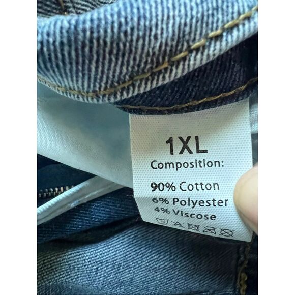 Women's Elastic Waist Super Distressed Light Denim Jeans 1X - Picture 3 of 6